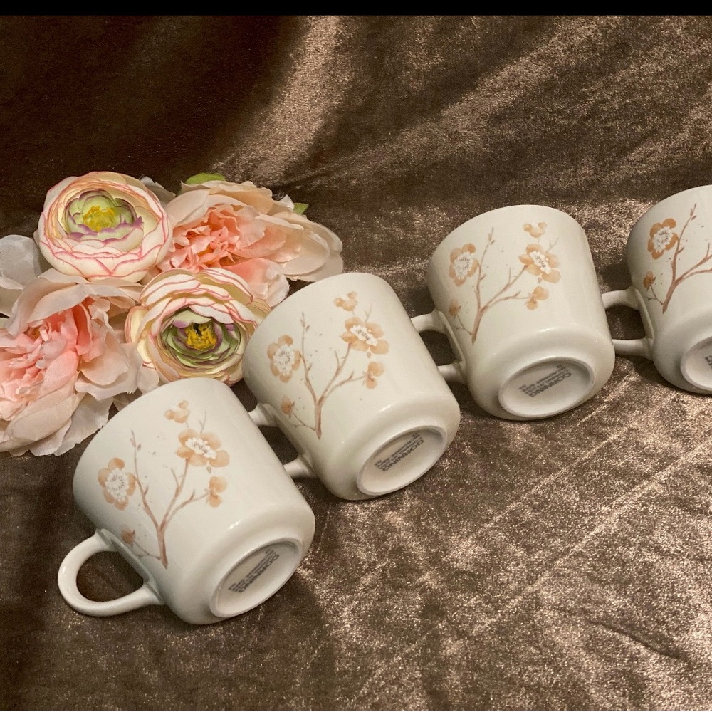 Vintage Corningware Coffee Mugs China Blossom Pattern Made in USA (Set of 4)